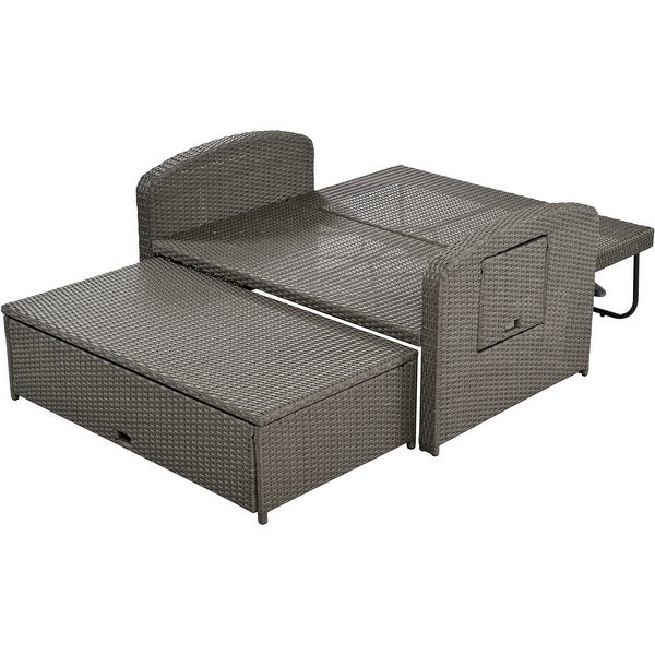 2 Person Rattan Double Reclining Sunbed Chaise Lounge - Overstock - 37421140