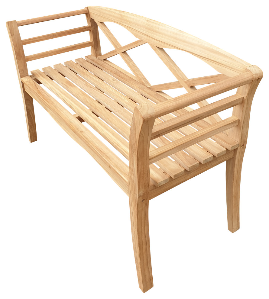 Teak Wood Montana Outdoor Patio Bench  4  x27  Transitional   Outdoor Benches   by Chic Teak  Houzz