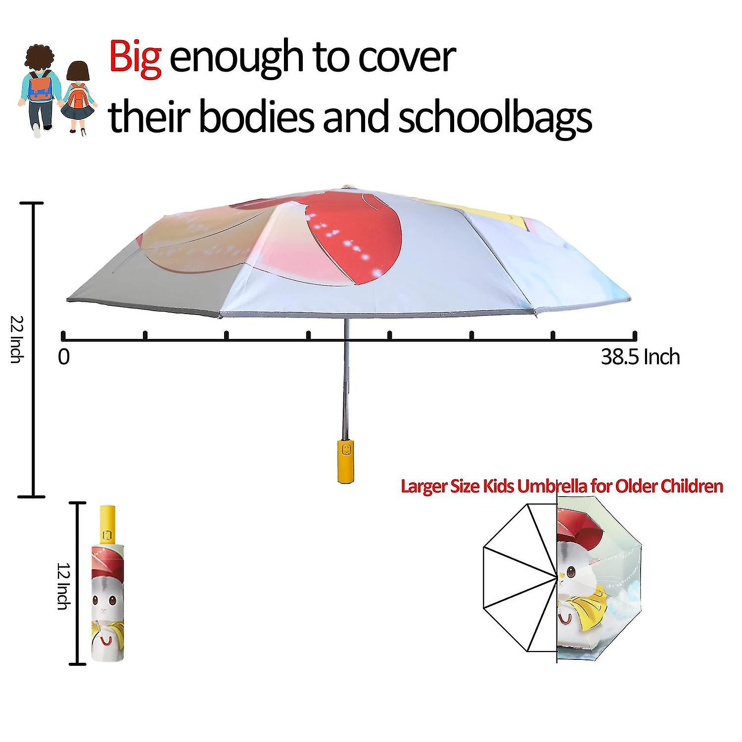 Kids Folding Umbrella Automatic Compact Travel Umbrella For Rain And Sun Uv Protection For Girls And