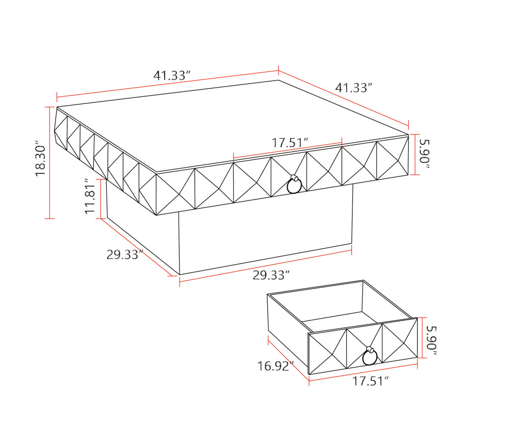 TATEUS 41.33 quotThree dimensional Embossed Pattern Square Retro Coffee Table   Traditional   Side Tables And End Tables   by TATEUS LLC  Houzz