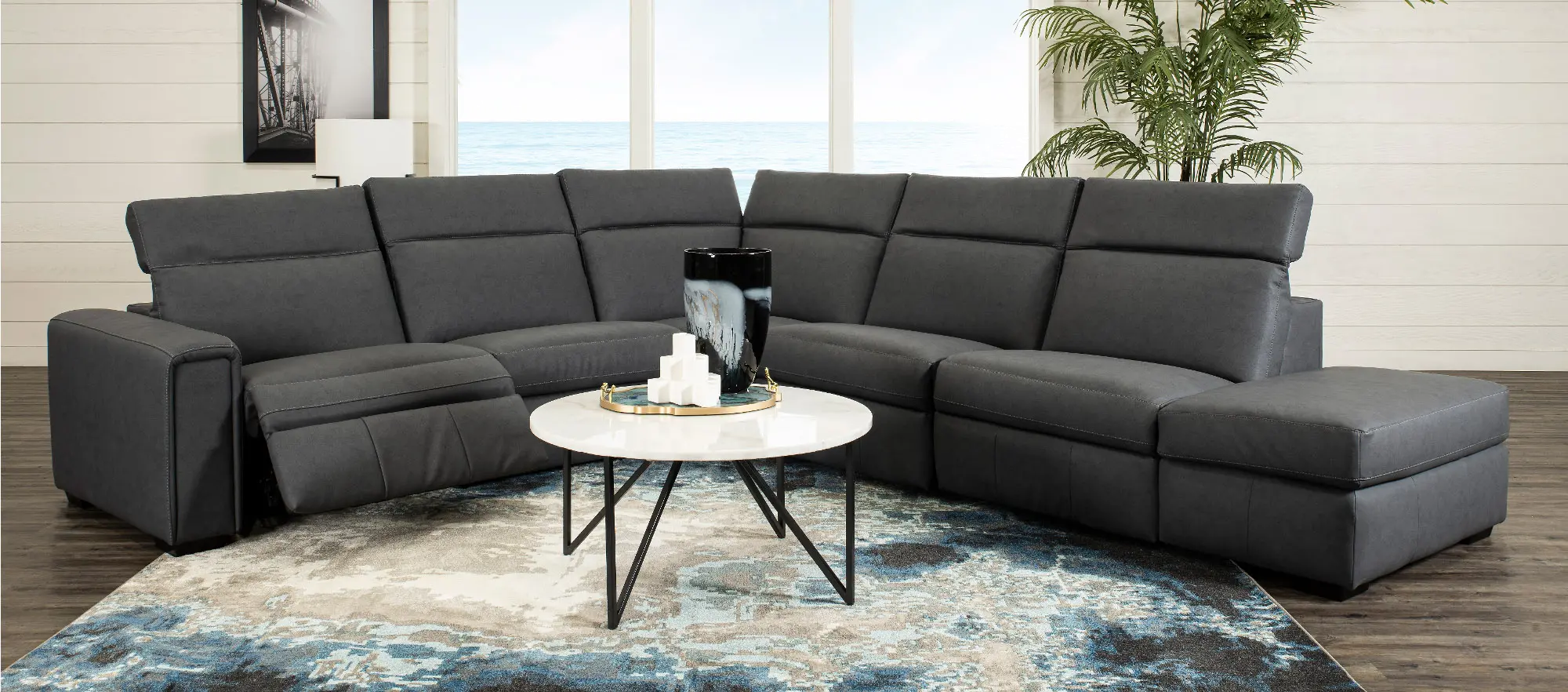 Titan Charcoal 5 Piece Power Reclining Sectional