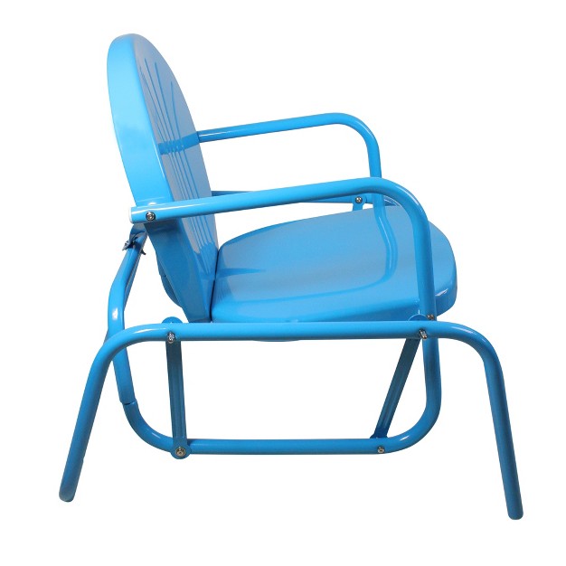 Northlight Outdoor Retro Metal Tulip Glider Patio Chair Sky Blue