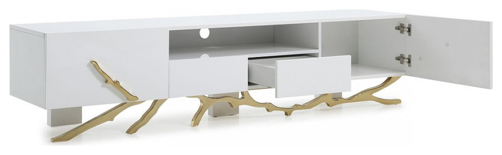 Branch TV Stand  79 quotMedia Cabinet Gold Modern Entertainment Center   Contemporary   Entertainment Centers And Tv Stands   by mod space furniture  Houzz