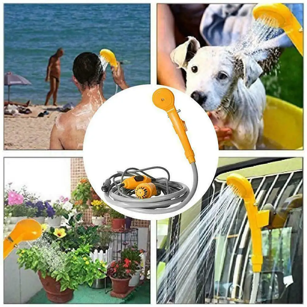 Portable Camping Shower Hiking Travel 12V Car Cigarette Lighter Outdoor Bath Shower of Plant Watering Car Cleaning Pet Bath Pump