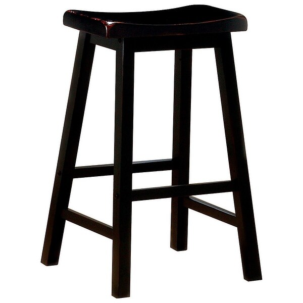 Wooden Casual Bar Height Stool， Dark Brown