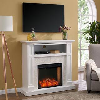 Southern Enterprises Lester Alexa-Enabled Smart 46 in. Electric Fireplace in White HD014623