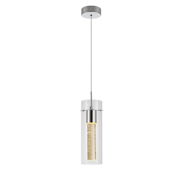 Defong 1 light Cylinder Pendant Light With Integrated Led And Glass Shade