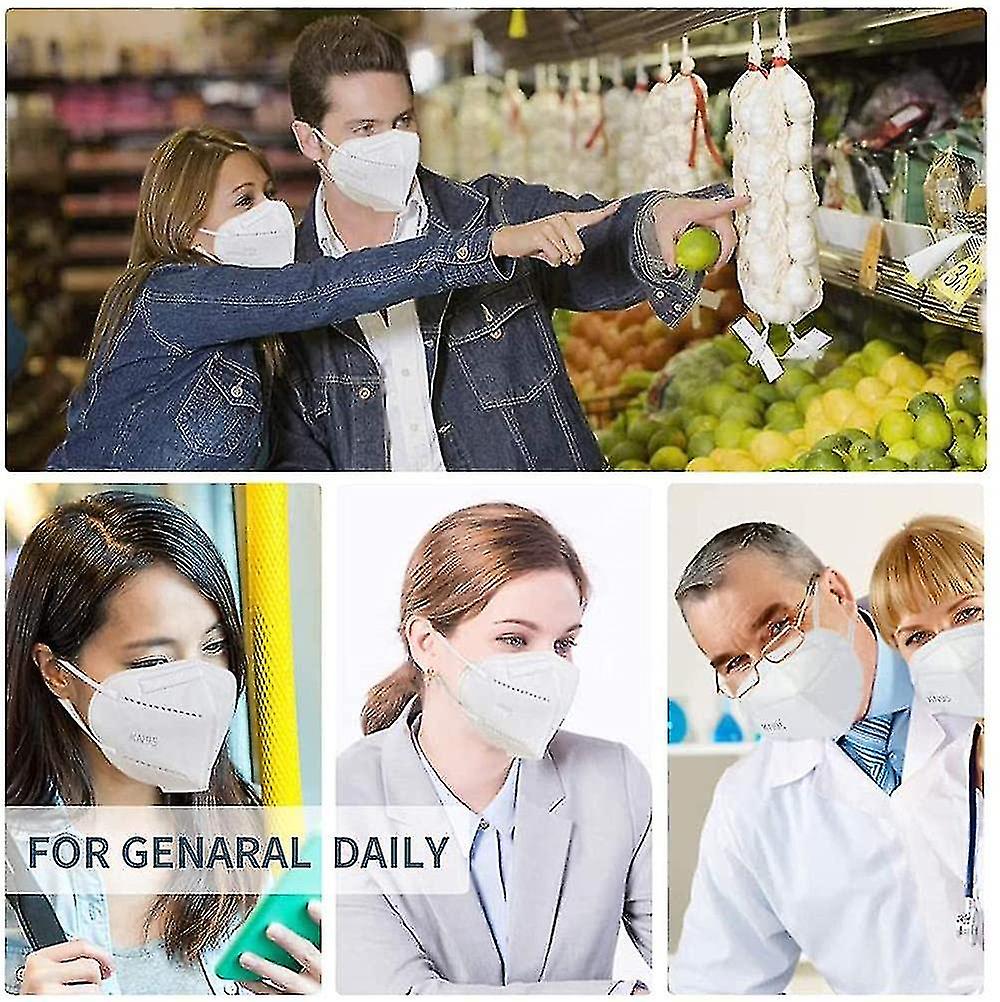 50pcs Kn95 Face Mask Black 5 Layer Cup Dust Safety Masks Filter Efficiency95% Breathable Elastic Ear Loops White Masks