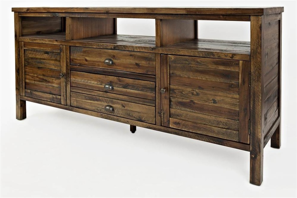 Artisan  x27s Craft 60 quotMedia Console  Dakota Oak   Rustic   Entertainment Centers And Tv Stands   by BisonOffice  Houzz