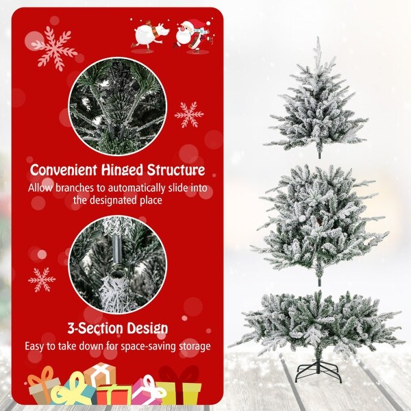 Flocked Christmas Tree with 8 Lighting Modes and MultiColor LED Lights