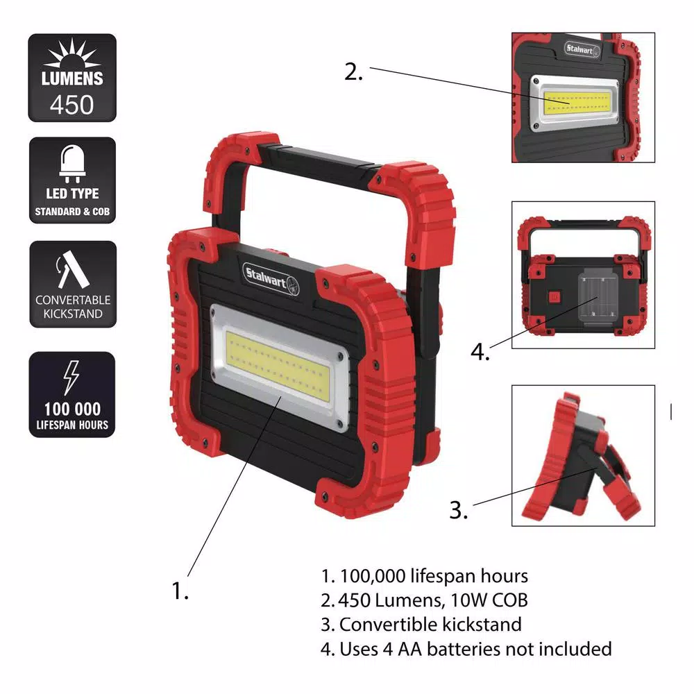 Stalwart 450 Lumens LED Work Light with Rotating Handle and#8211; XDC Depot