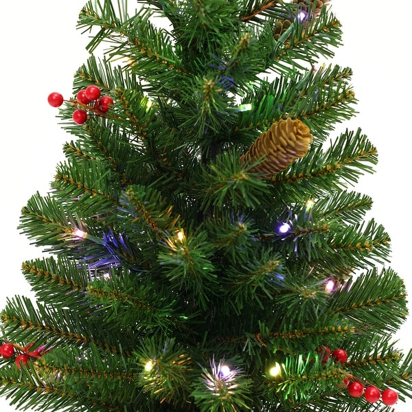 2Ft Artificial Pine Tree Potted with MultiColor Lights