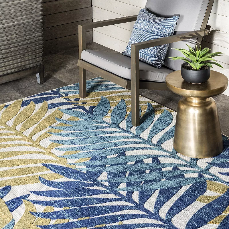 nuLOOM Molly Textured Tropical Leaves Indoor Outdoor Area Rug