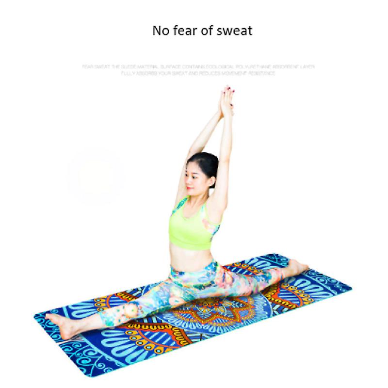 6Mm Thick Mandala Pattern Suede Tpe Non Slip Yoga Mat Home Fitness Equipment