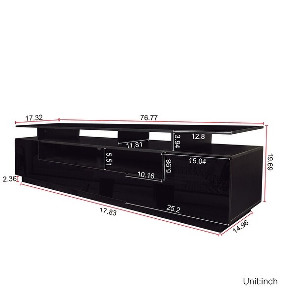 76''L Modern RGB LED 2 Door TV Stand with DrawerandShelf for up to 80 inch TV