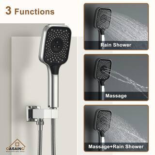 CASAINC 6-Spray Thermostatic Dual Shower Heads 12 in. Wall Mount Fixed and Handheld Shower Head 2.5 GPM with 6-Jets in Chrome CS6219-12CH