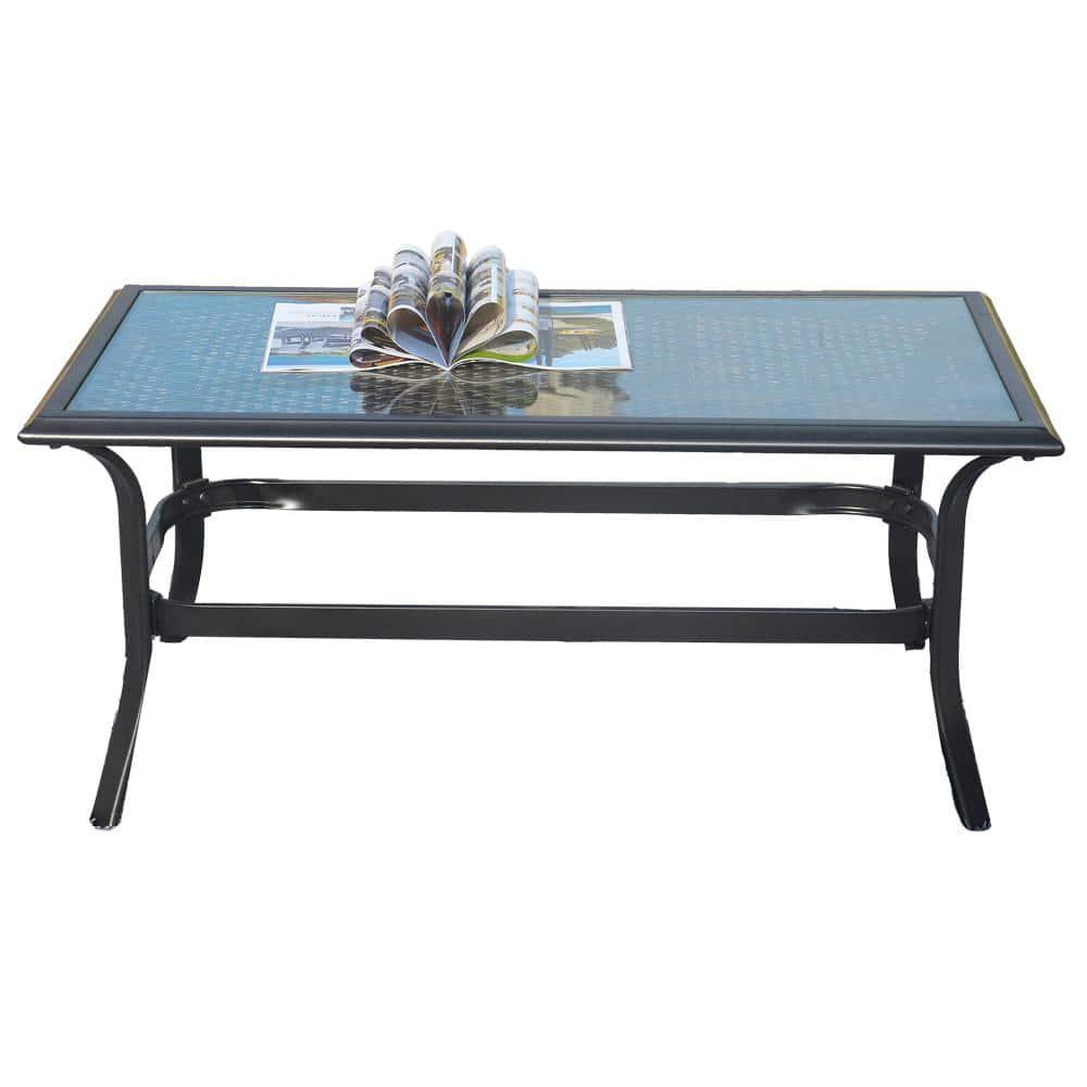 DIRECT WICKER Deer Black Rectangle Metal Outdoor Coffee Table