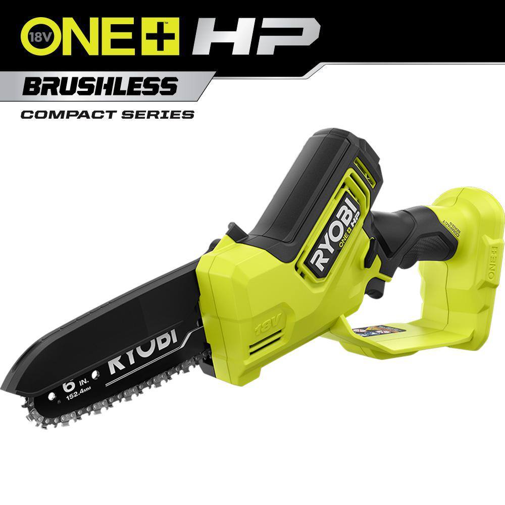 RYOBI ONE+ HP 18V Brushless 6 in. Battery Compact Pruning Mini Chainsaw (Tool Only) P25013BTL