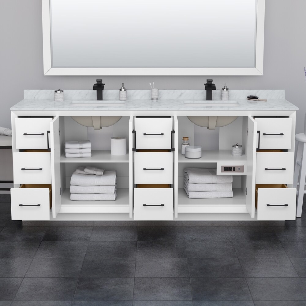 Strada 84 inch Double Vanity  Quartz Top  70 inch Mirror