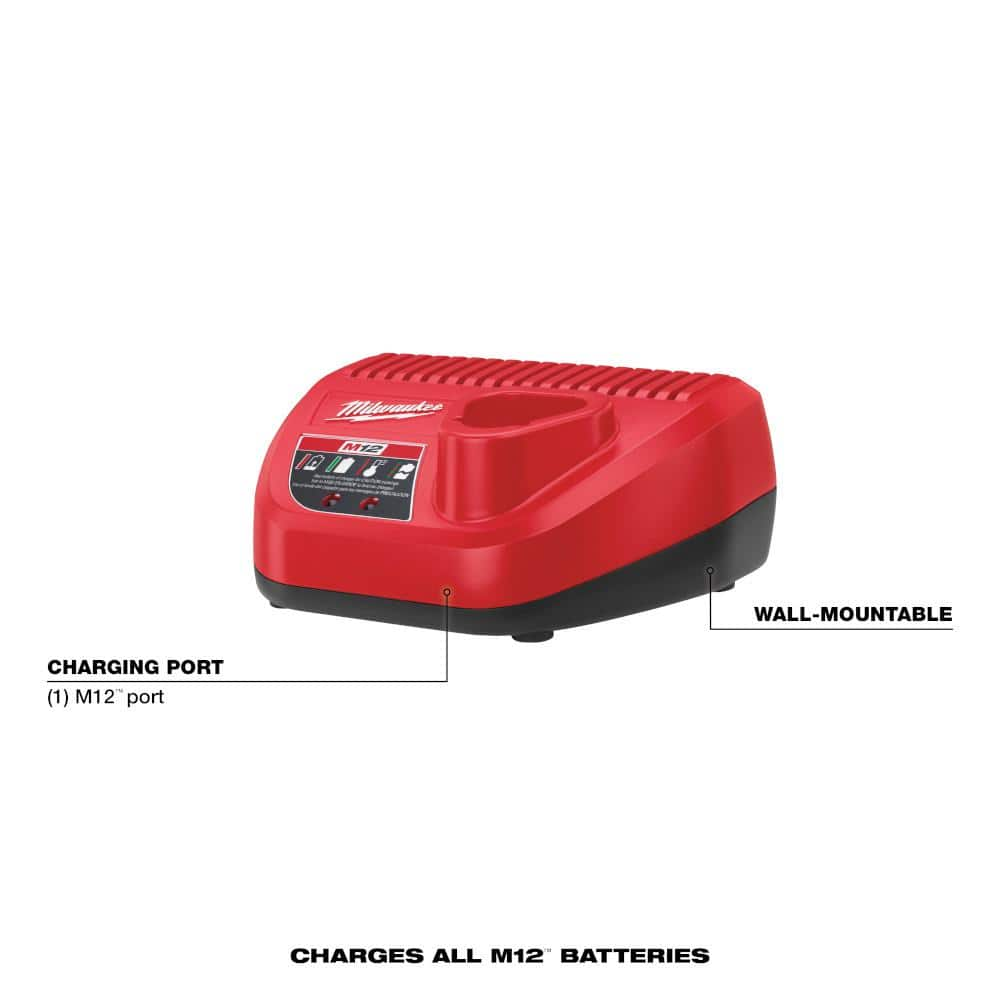 Milwaukee M12 12-Volt Lithium-Ion XC Battery Pack 4.0 Ah and Charger Starter Kit 48-59-2440