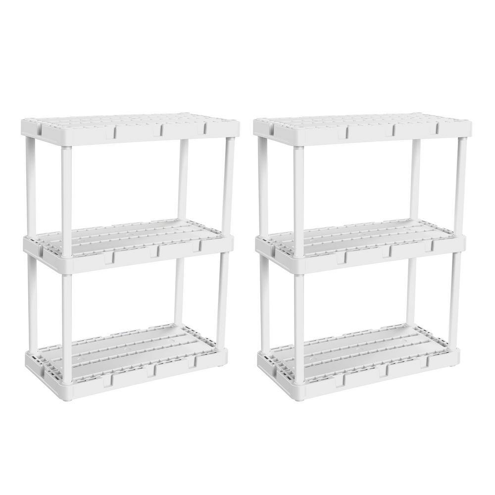 GRACIOUS LIVING Knect A Shelf 3 Shelf Interlocking Organizers White (2-Pack) 2 x 91083-1C