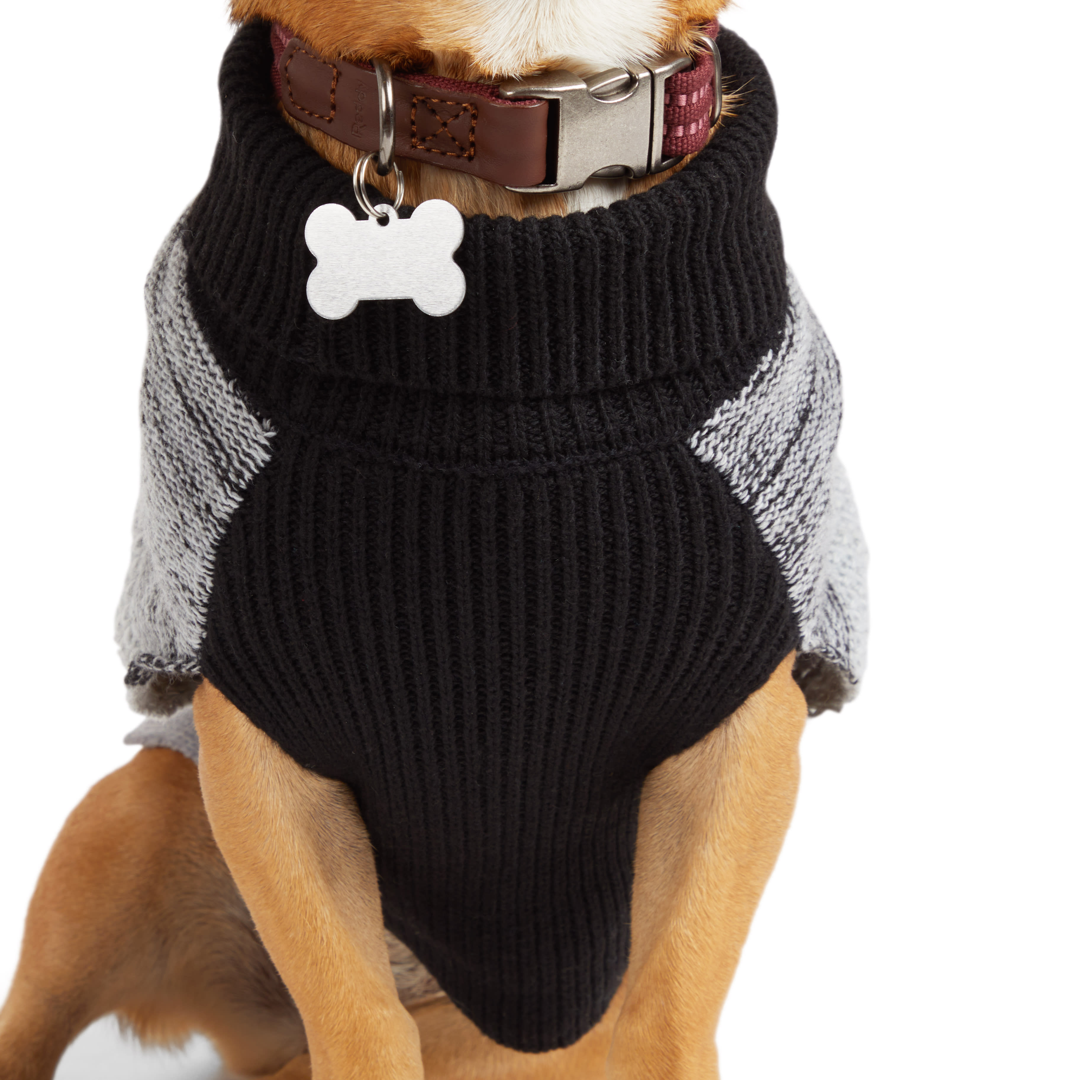 Reddy Grey Tonal Colorblock Dog Sweater， XX-Large