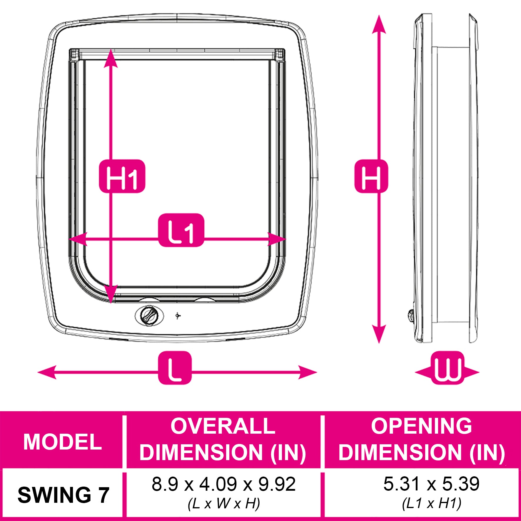 Ferplast 4-Way Locking Cat and Dog Door w/ Magnetic Key | White， Small