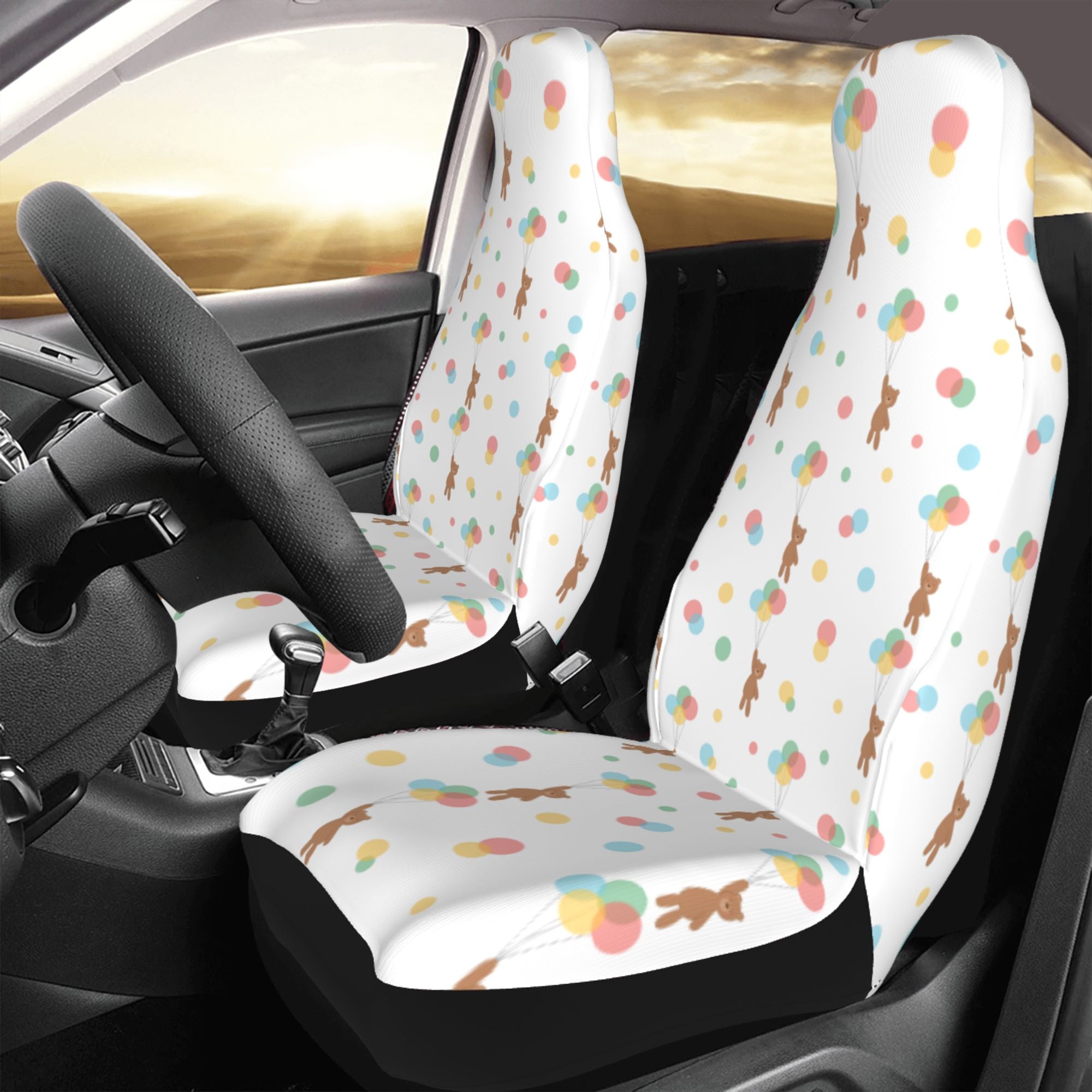 ZICANCN Car Seat Cover Cartoon Bear Balloon Car Front Seat Covers Protectors ， Automotive Seat Covers for Cars Trucks Suv