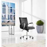 Modern Comfort Winsley Bonded Leather Mid-Back Manager's Chair， Black/Silver， BIFMA Certified