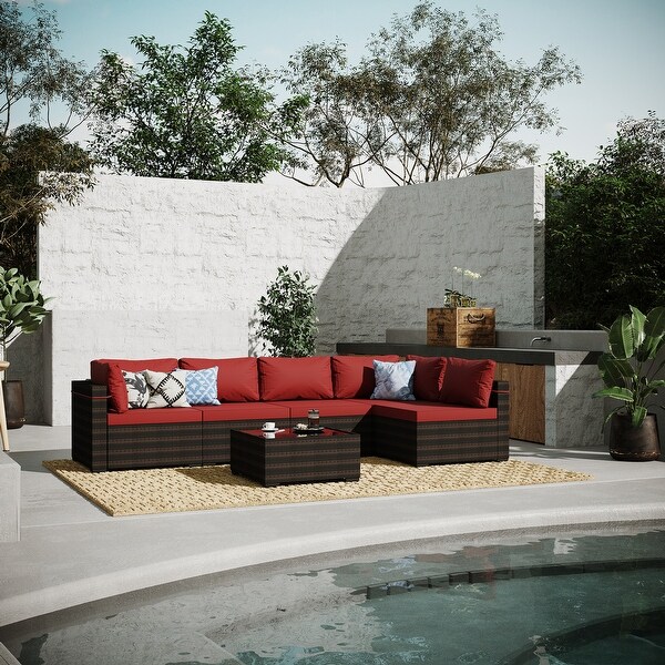 UPHA 5Person Outdoor Furniture Set Patio Wicker Conversation Set