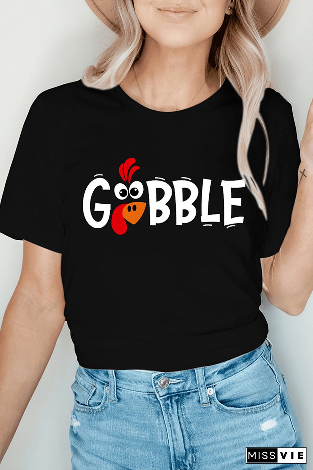 GOBBLE Printed Tees for Women Wholesale Short Sleeve T shirts Top