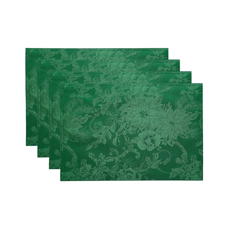 Elrene Home Fashions Poinsettia Elegance Jacquard Holiday Placemat， Set of 4