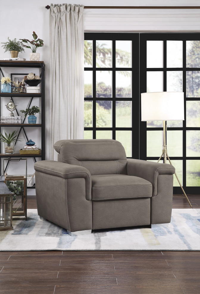 Brooks Accent Chair With Pull Out Ottoman   Contemporary   Armchairs And Accent Chairs   by Lexicon Home  Houzz