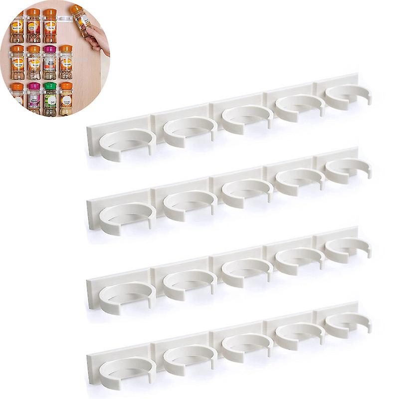 4Pcs Spice Clip Strips For Cabinet Doors Organizer for Spices 3M Adhesive Gripper Clip Strips For Pantry Made of Heavy White Plastic