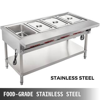 VEVOR Steam Table Food Warmer 4-Pot Commercial Electric Steam Table 21 qt. Electric Food Warmer with Cutting Board CJRT4G2000W000001V1