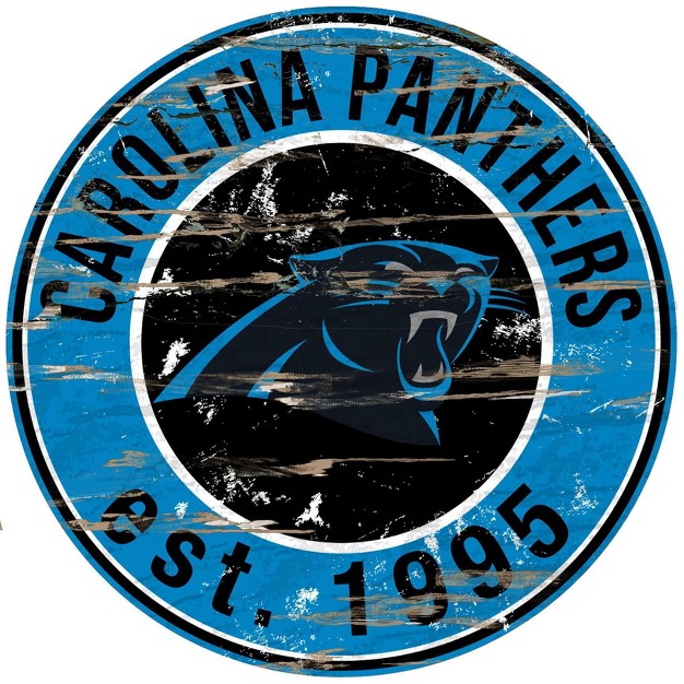 Nfl Carolina Panthers Fan Creations Round Distressed Sign