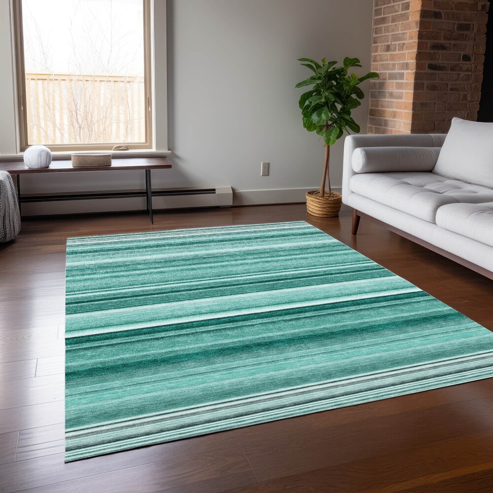 Machine Washable Indoor/ Outdoor Chantille Multi Stripe Rug