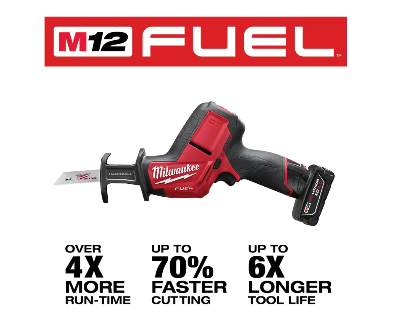 Milwaukee 2520-21XC-48-11-2460 M12 FUEL 12V Lithium-Ion Brushless Cordless HACKZALL Reciprocating Saw Kit with 6.0Ah Battery