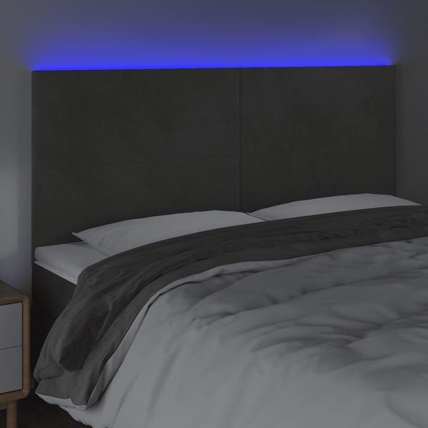 vidaXL LED Headboard Velvet Bedroom Furniture Dark Gray/Light Gray Multi Sizes - - 37421112