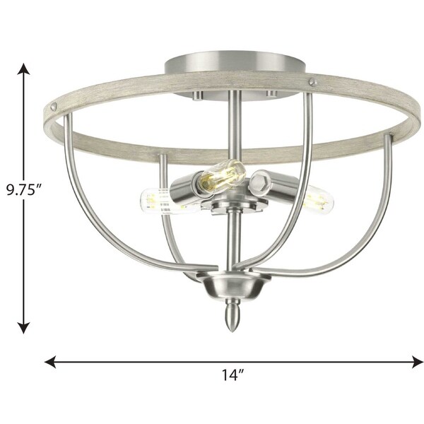 Progress Lighting Vinings 3 Light 14 Wide Semi-Flush Bowl Ceiling