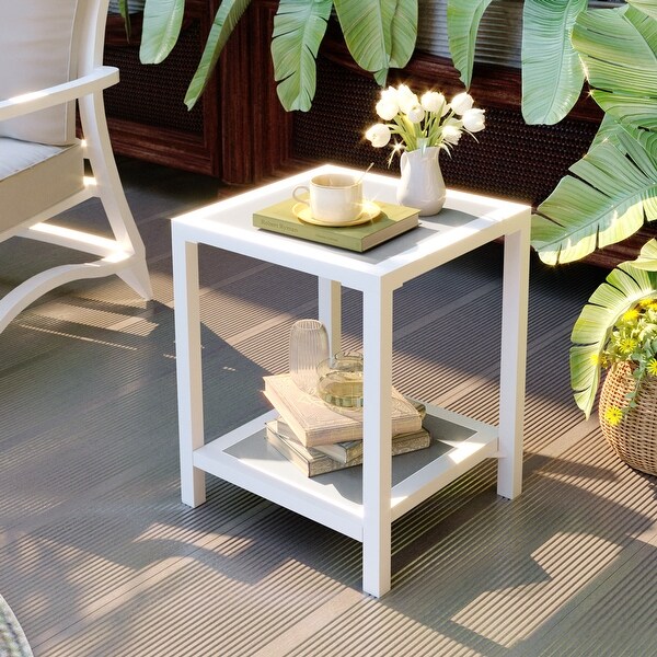 Outdoor Patio 2Tier Small Square Side Table