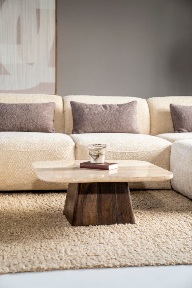 Travertine Top Coffee Table  Eleonora Travis   Transitional   Coffee Tables   by Oroa   Distinctive Furniture  Houzz