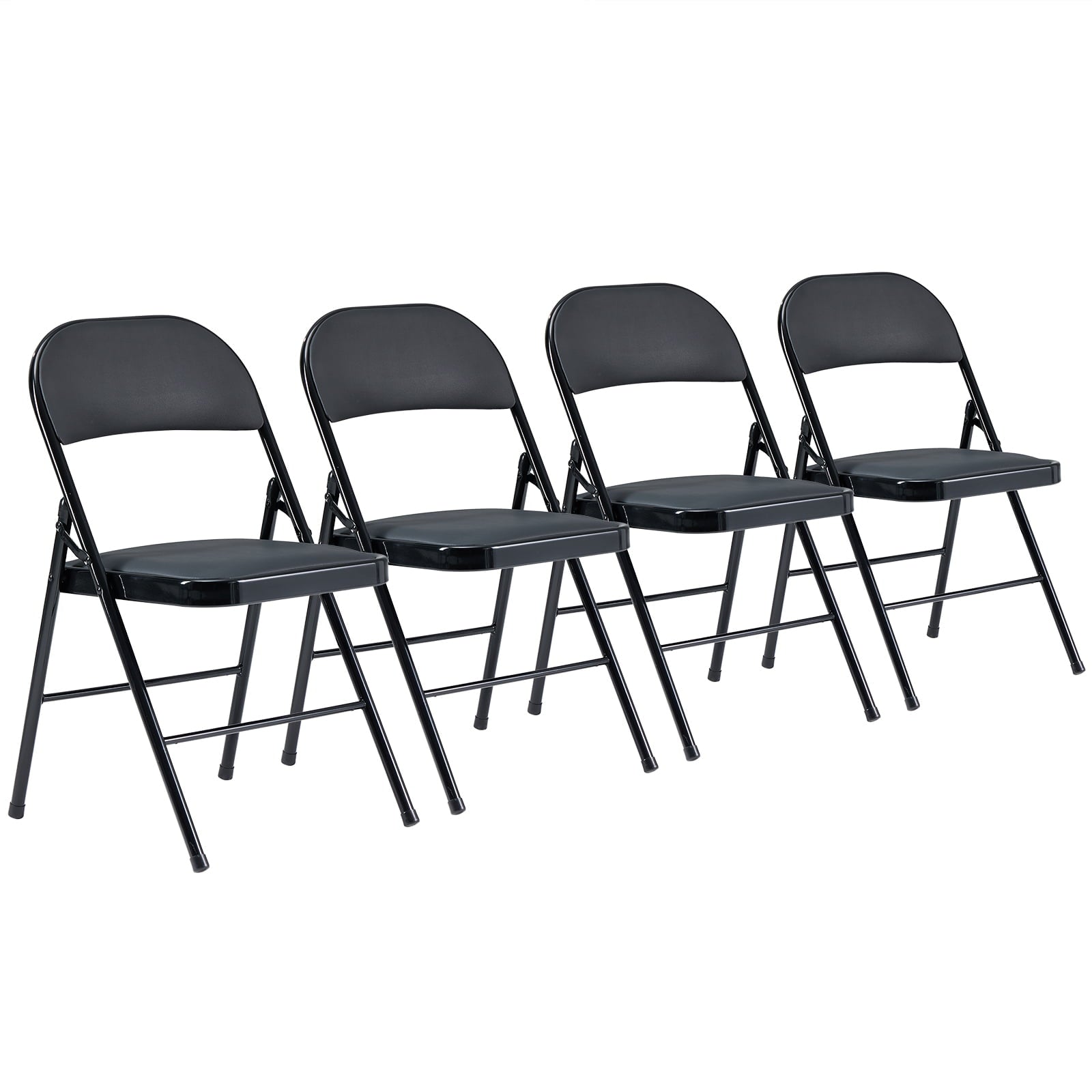 Ktaxon Set of 4 Folding Chairs Fabric Upholstered Padded Seat Metal Frame Home Office