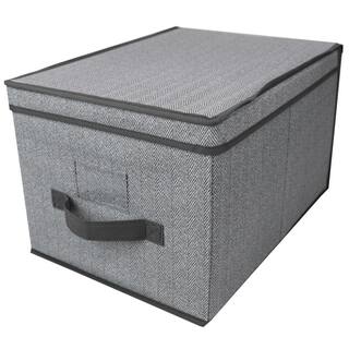 Home Basics 10 in. H x 15.75 in. W x 11.8 in. D Gray Fabric Cube Storage Bin HDC75258