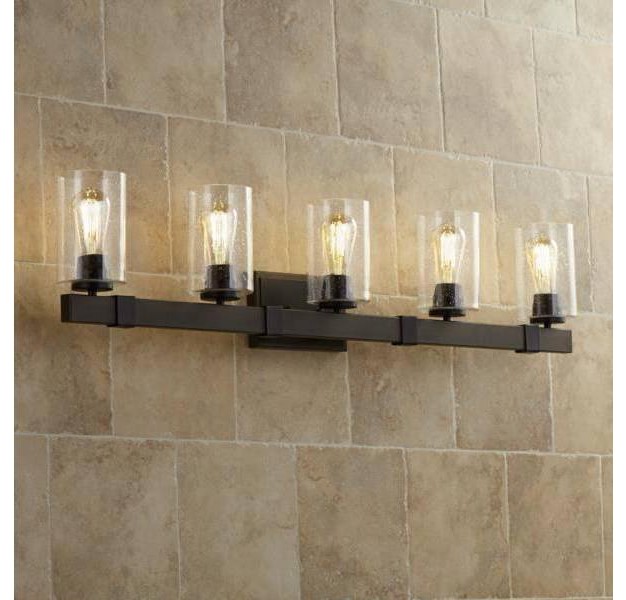 5 light Fixture Clear Seedy Glass For Bedroom Bathroom Vanity