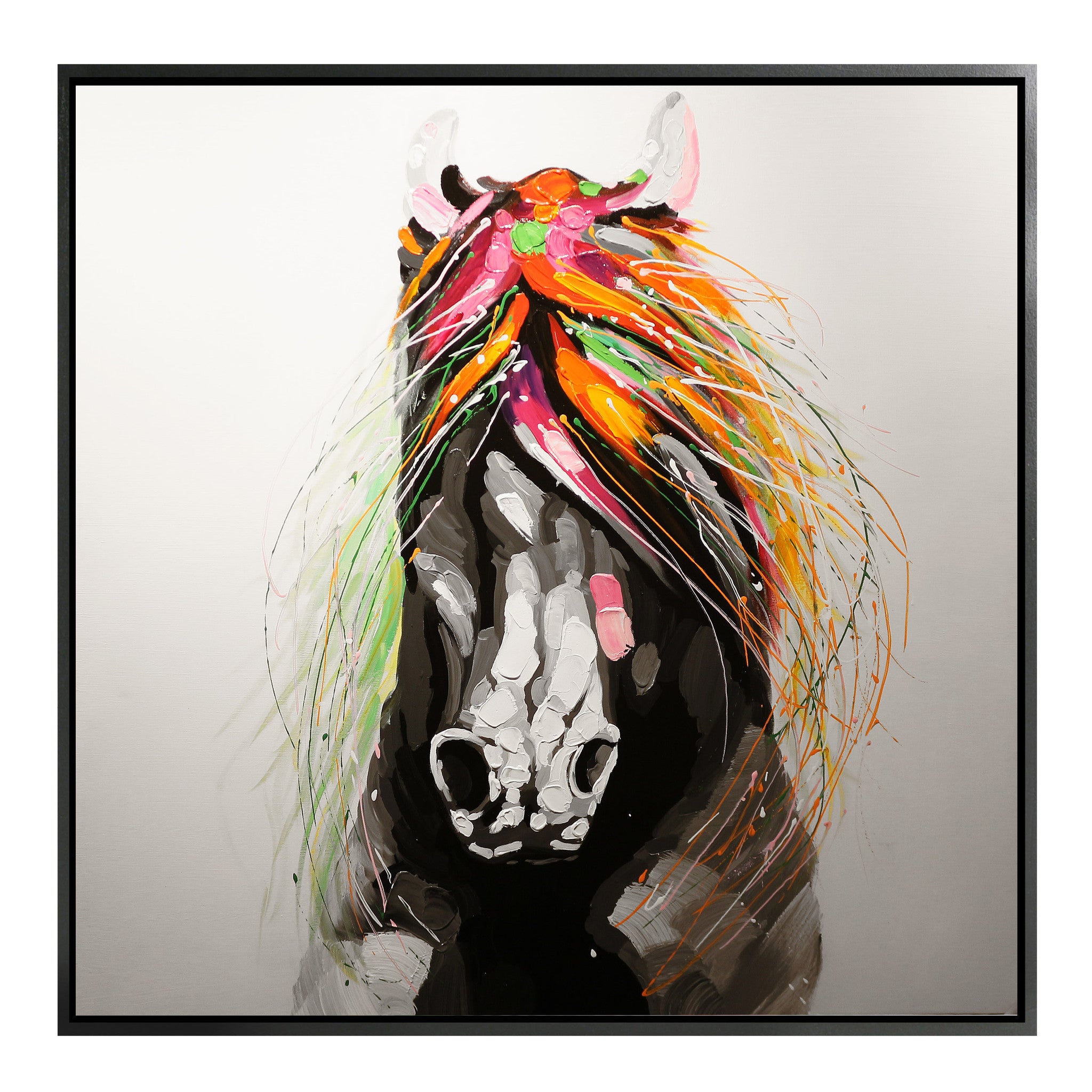 Horse Hand Painted Art Painting With Frame 105X105 Cm Pnb119-Soap0014