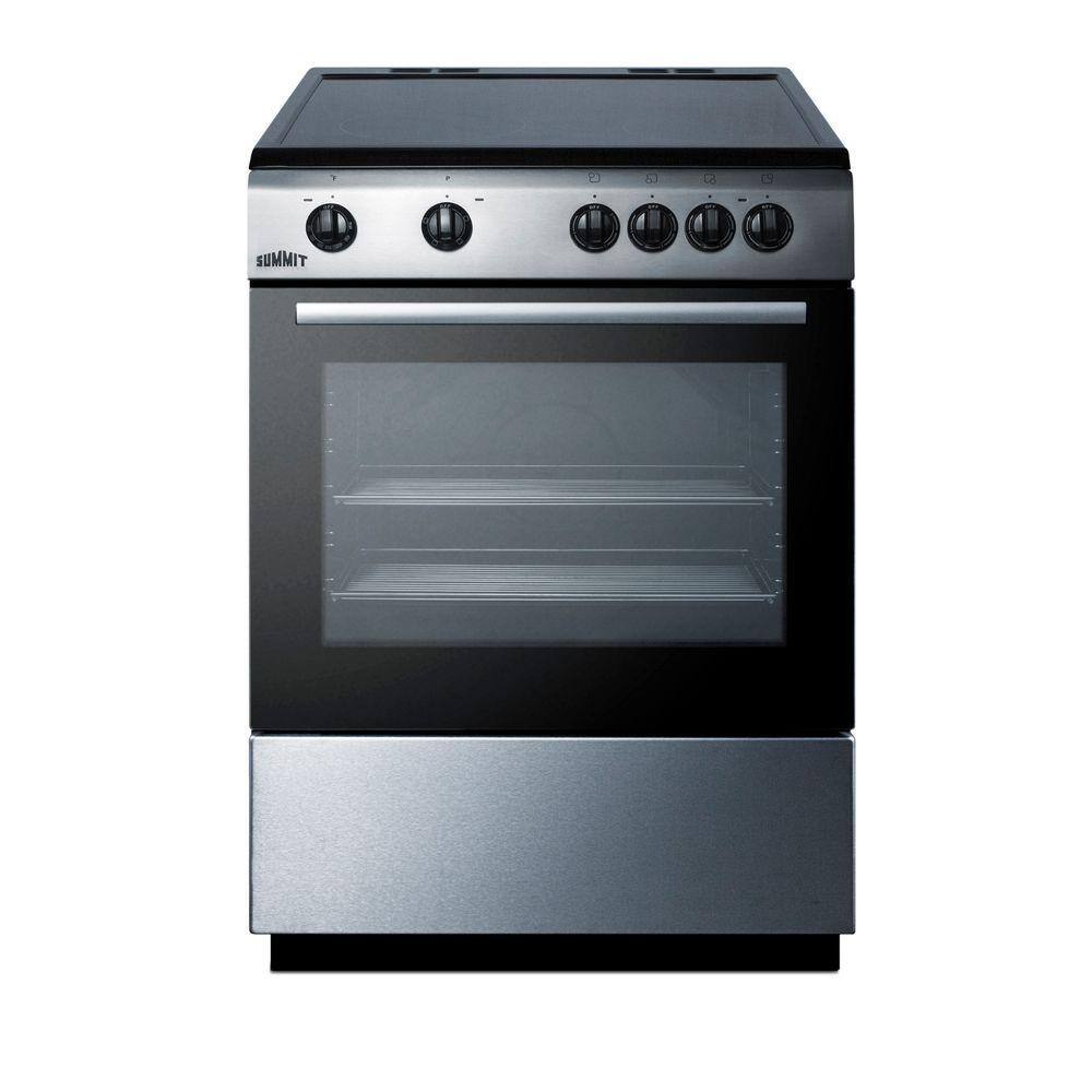 Summit Appliance 24 in. 2.4 cu. ft. Slide-In Electric Range in Stainless Steel CLRE24E