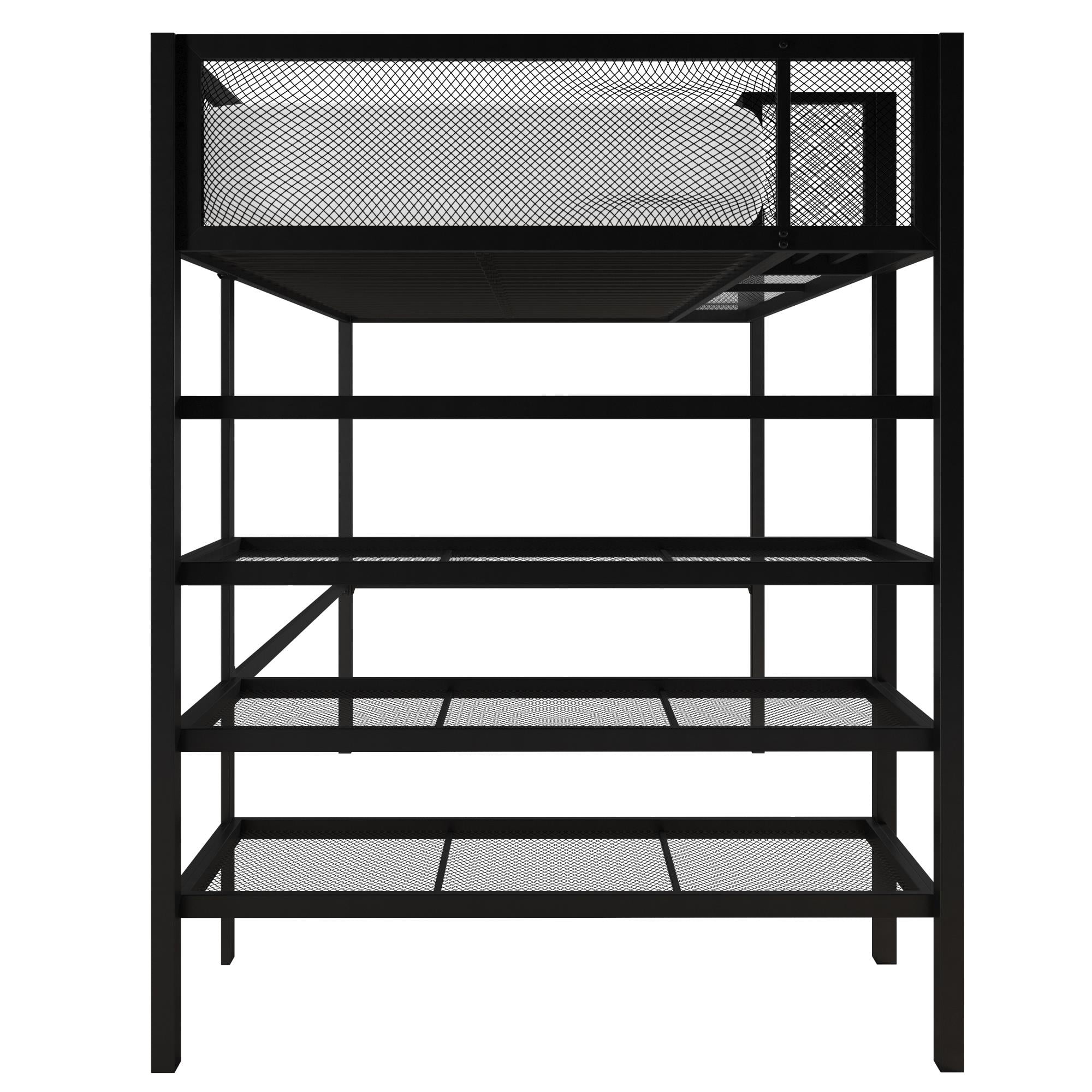 Mainstays Metal Storage Loft Bed with Book Case, Black, Twin