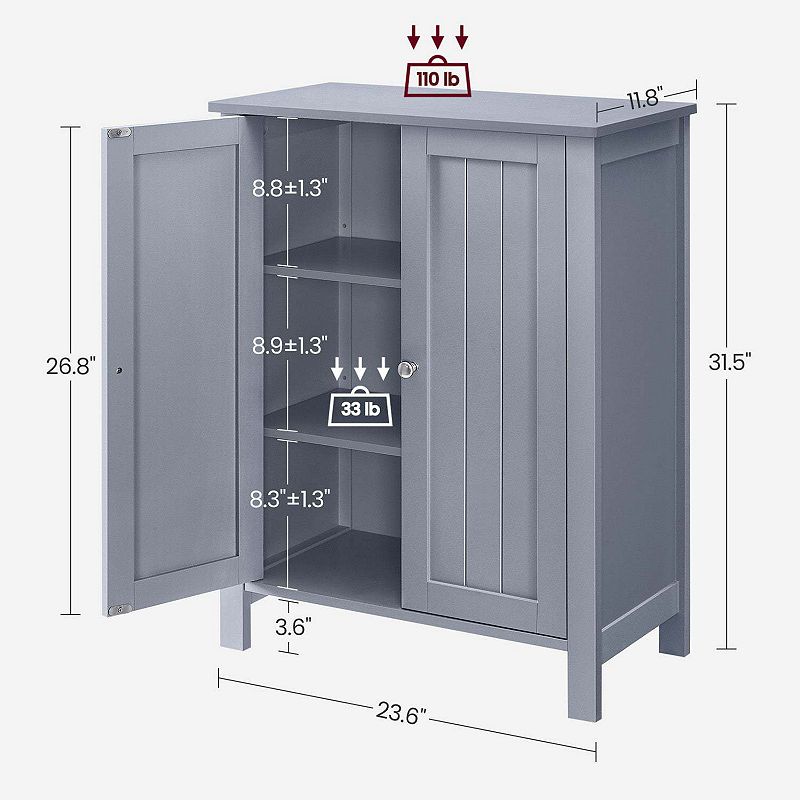 BreeBe Bathroom Floor Storage Cabinet Mystic Grey