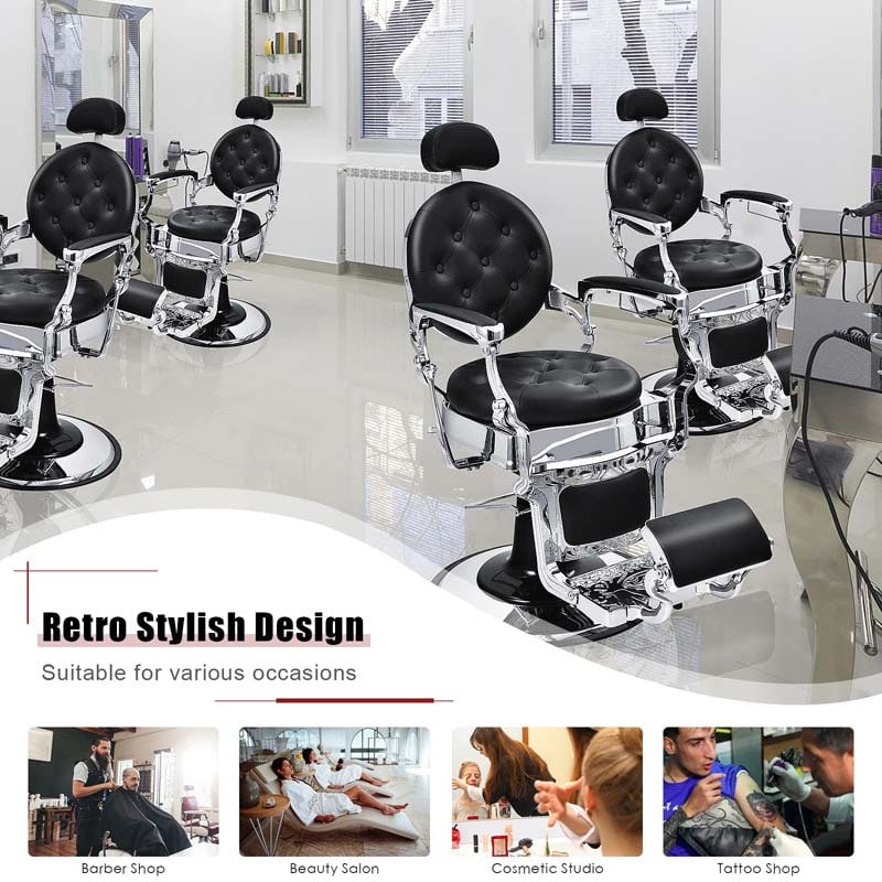 Vintage Barber Chair Height Adjustable Hairdressing Chair, 360° Swivel Reclining Makeup Hair Salon Chair for Hair Stylist